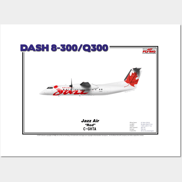 DeHavilland Canada Dash 8-300/Q300 - Jazz Air "Red" (Art Print) Wall Art by TheArtofFlying